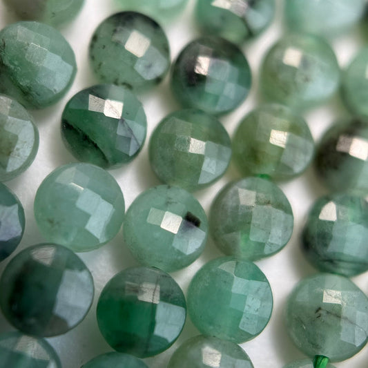 Emerald Lentil Shape Gemstone Beads (A Quality)
