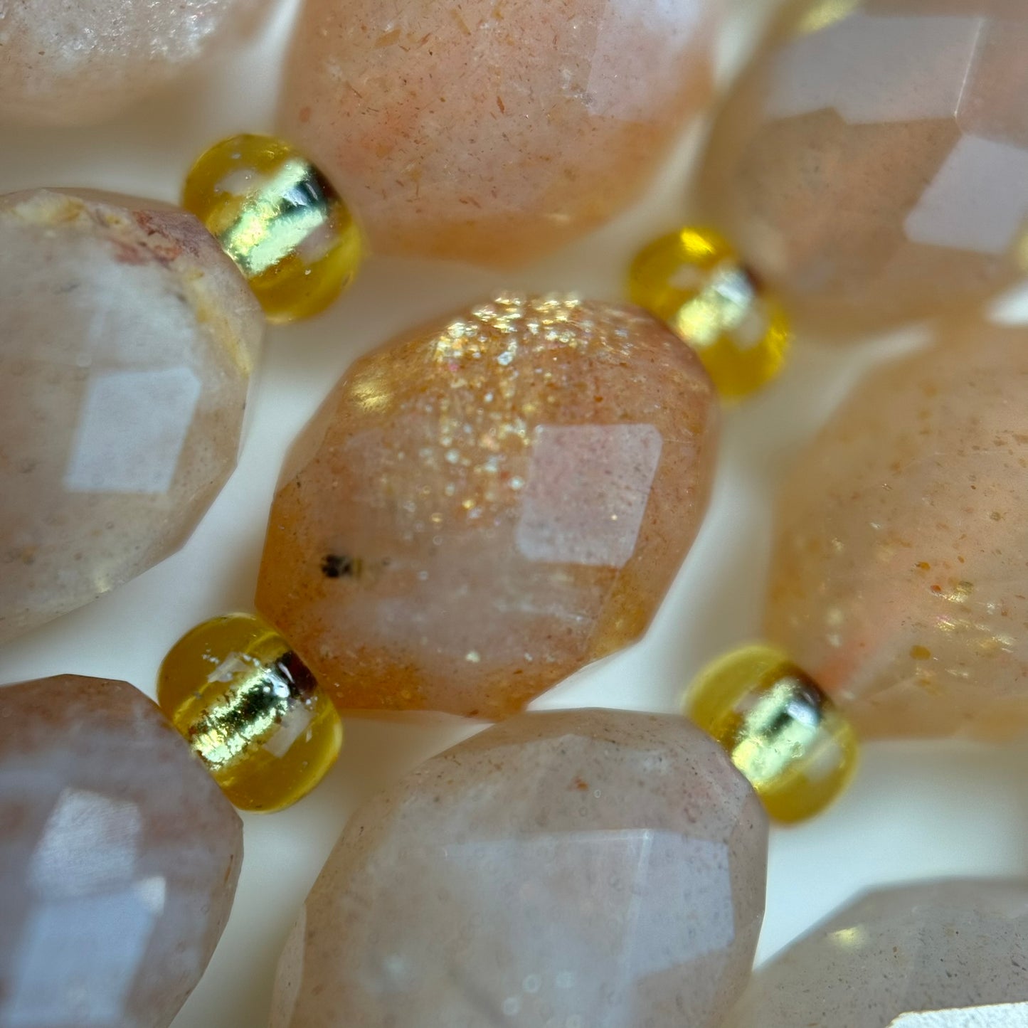 Moonstone Sunstone Faceted Barrel 8×6 mm Beads image 3