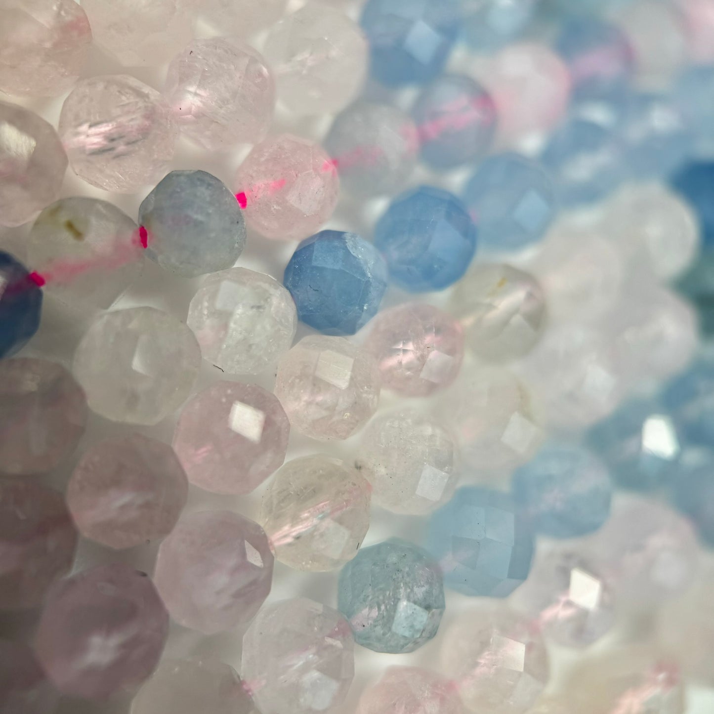 Morganite Aquamarine Faceted Round Beads - AAA Quality image 3