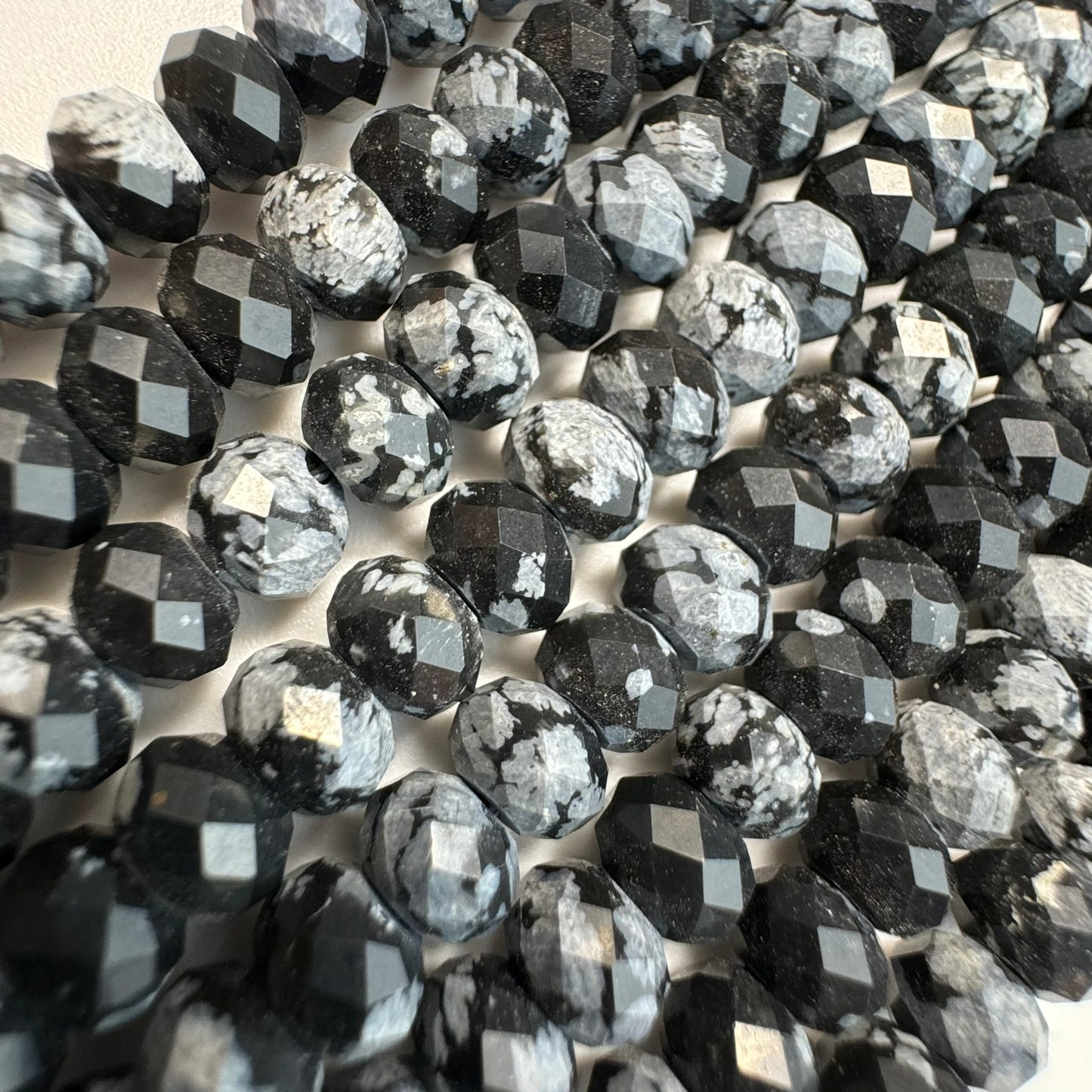Snowflake Obsidian Faceted Rondelle Beads image 6