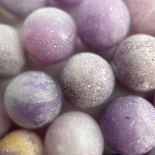 Lepidolite Beads - Frosted Round Beads