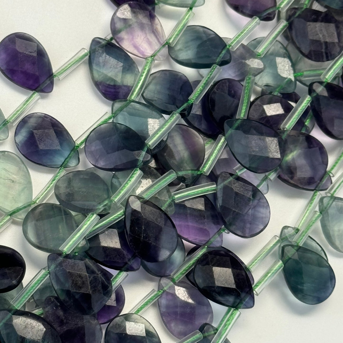 Rainbow Fluorite Faceted Pear Shape Beads image 8