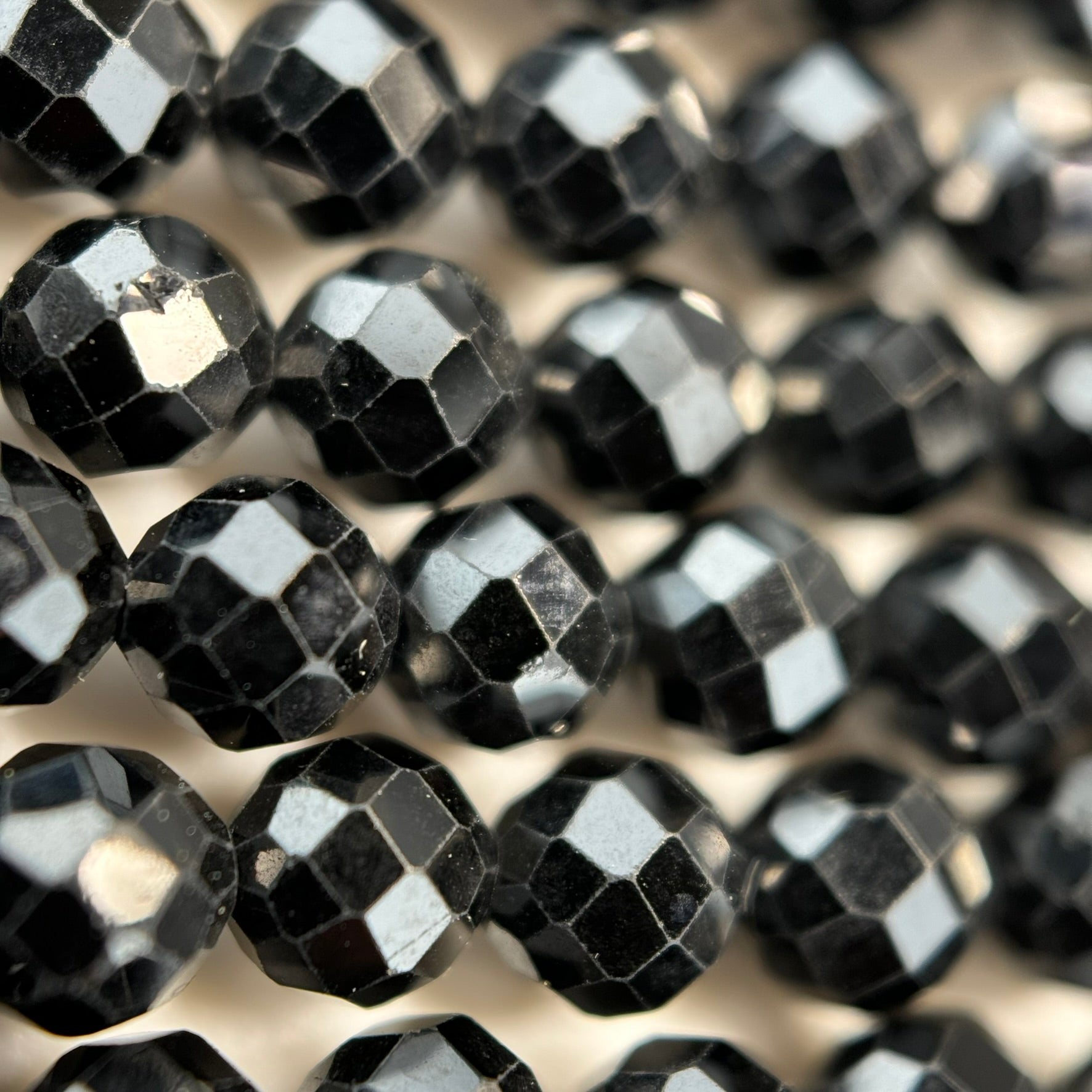 Black Spinel Faceted Round Beads 2.5-4.5mm image 1