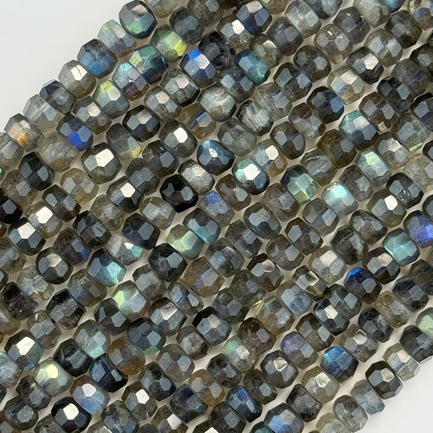 Labradorite Single Cut Faceted Rondelle Beads ( AA Quality) image 4