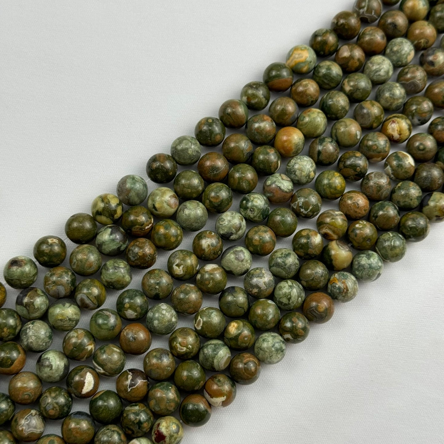 Green Rainforest Jasper Polished Round Beads image 0
