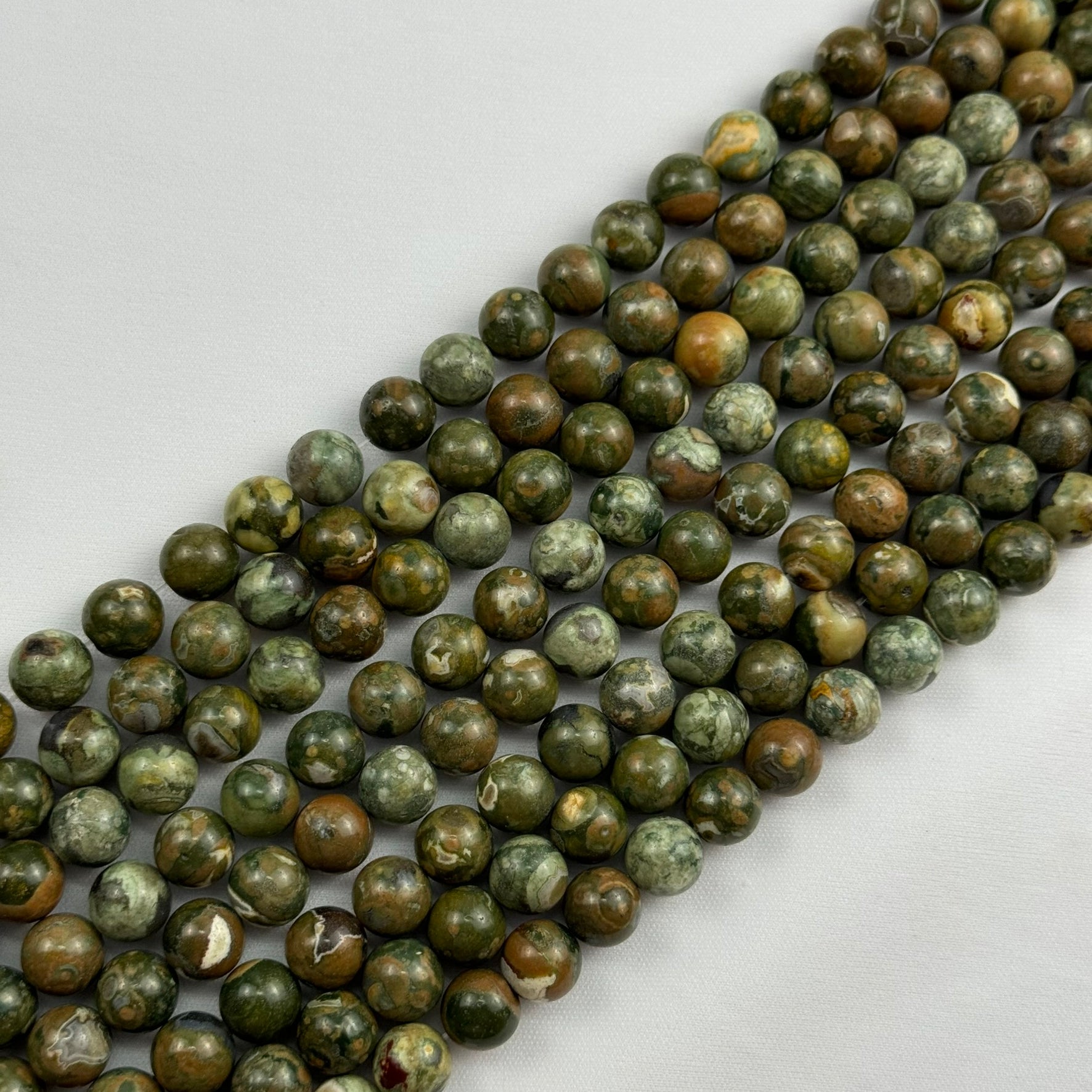 Green Rainforest Jasper Polished Round Beads image 0