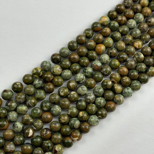 Green Rainforest Jasper Polished Round Beads image 0