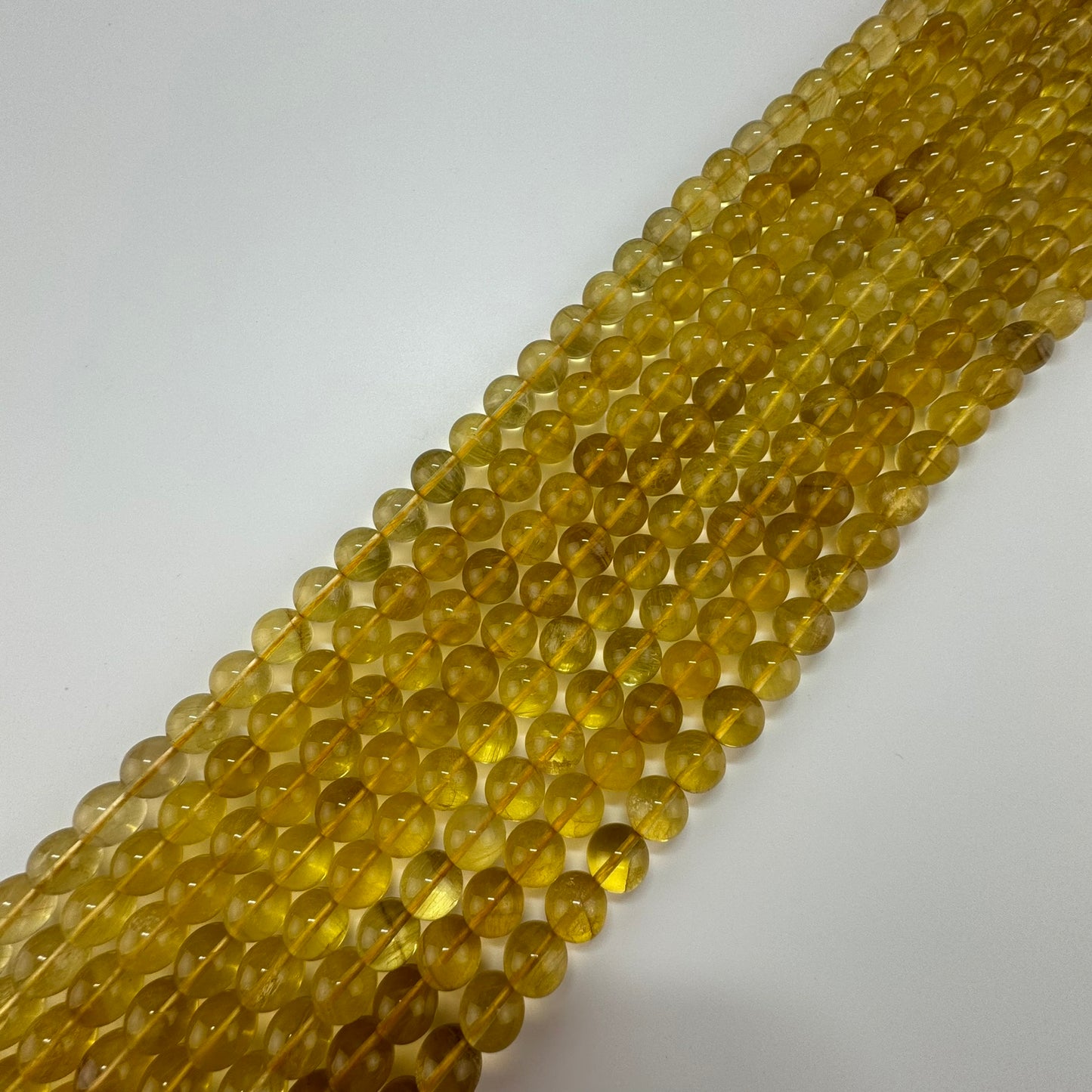 Yellow Fluorite AAA Polished Round Beads image 5