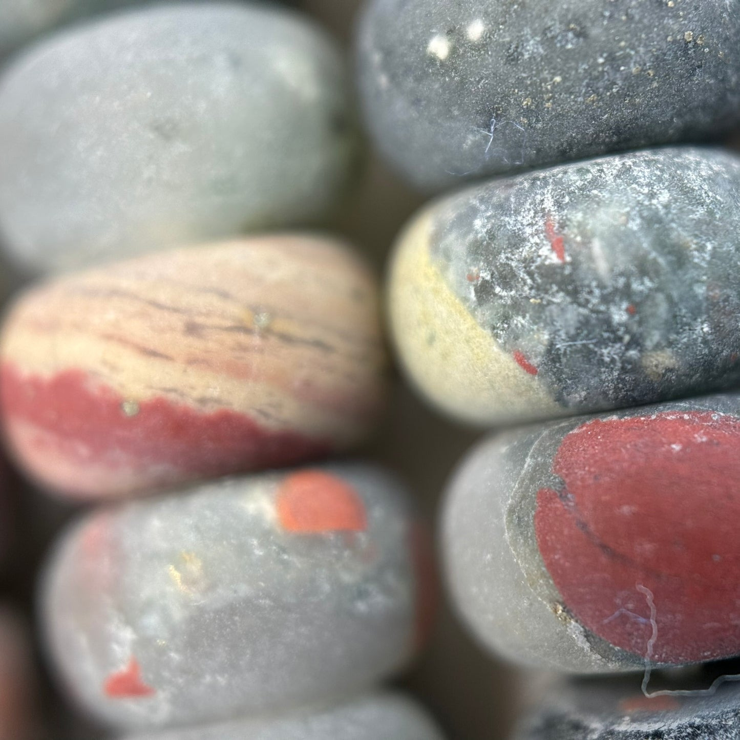 African Bloodstone Frosted Rondelle Beads image 2