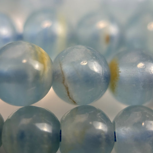 Natural Celestite Polished Round Beads