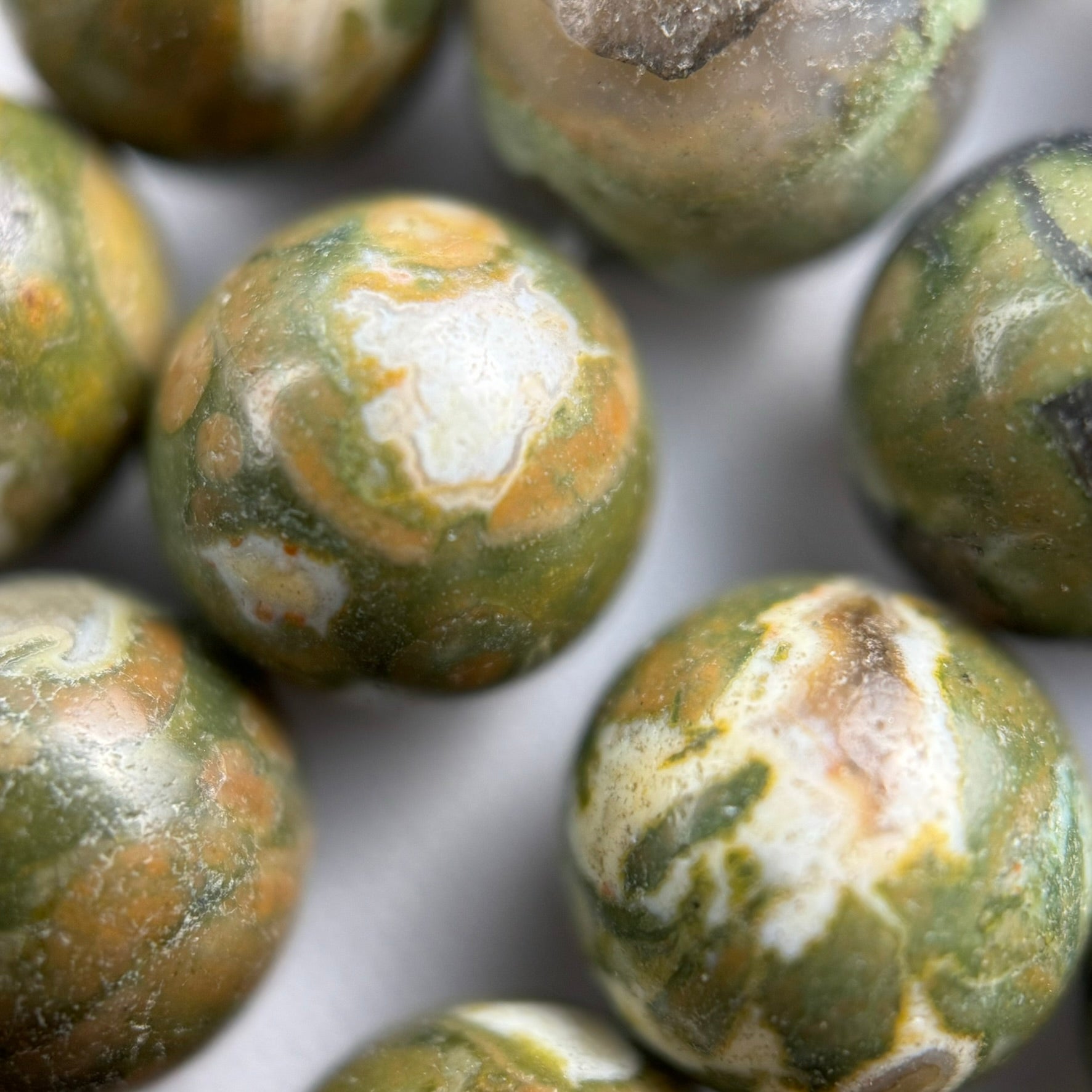 Green Rainforest Jasper Polished Round Beads image 1