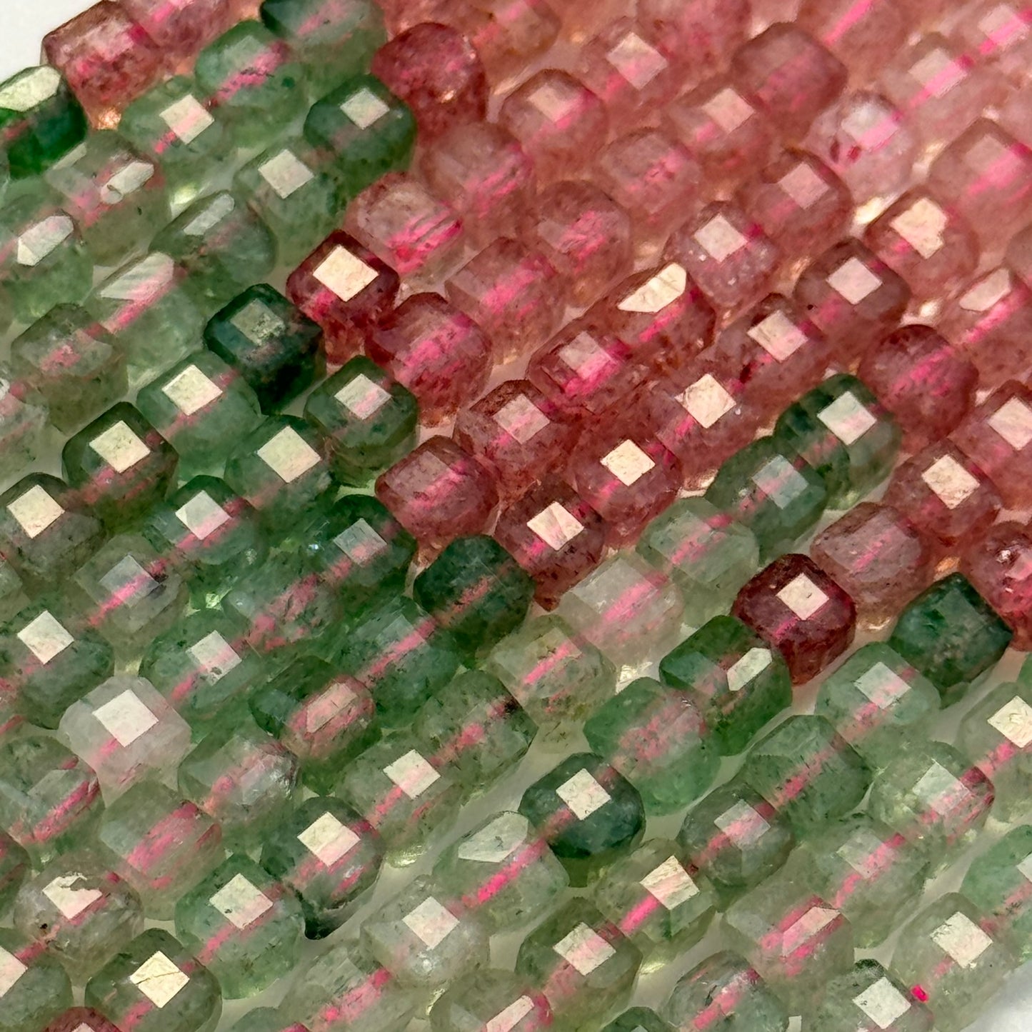 Multicolor Strawberry Quartz Square Beads image 4