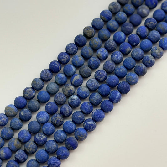 Lapis Lazuli Frosted Round Beads (A Quality)