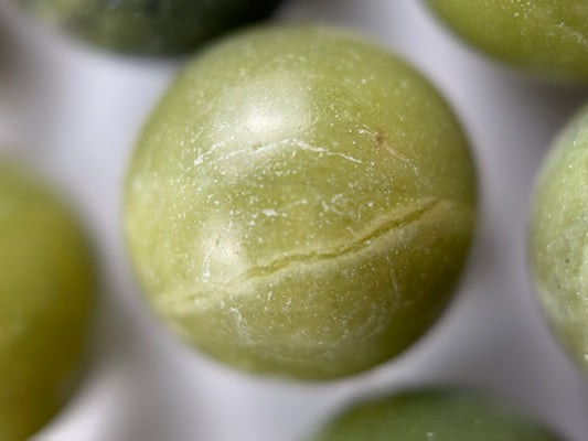 Green Olive Serpentine Polished Round Beads