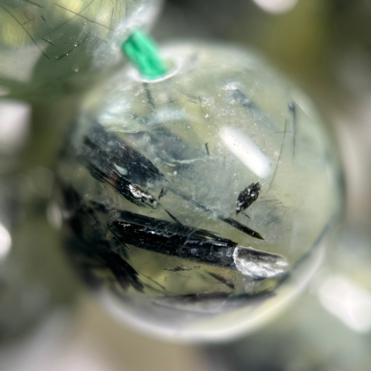 Prehnite with Epidote Polished Round Beads