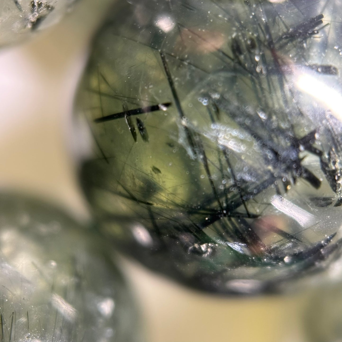 Prehnite with Epidote Polished Round Beads