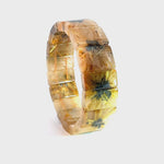 Bracelet: Golden Rutilated Quartz With Hematite Crystal Bangle Bracelet
