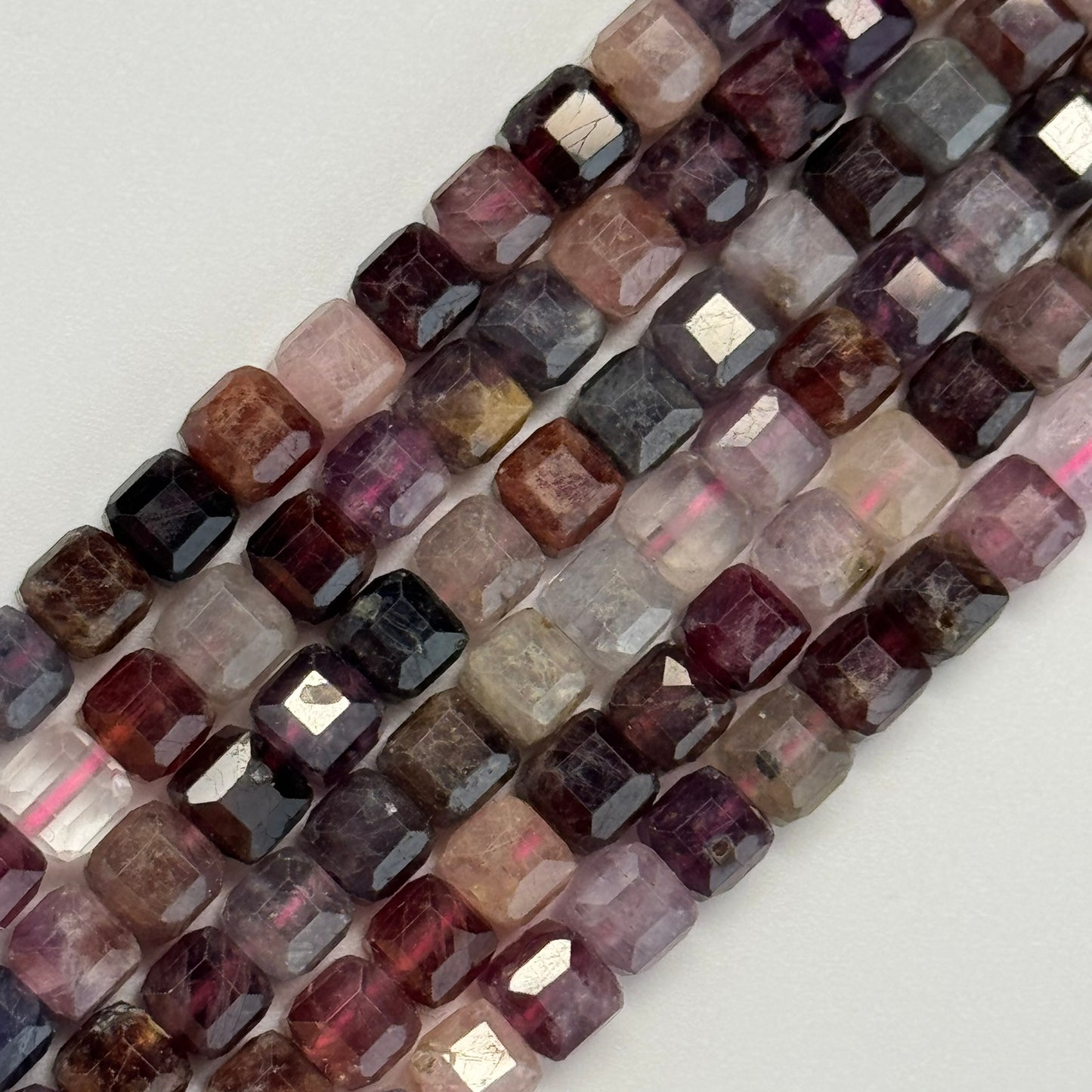 Red Spinel Faceted Square Beads