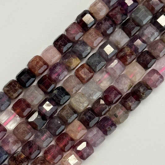 Red Spinel Faceted Square Beads
