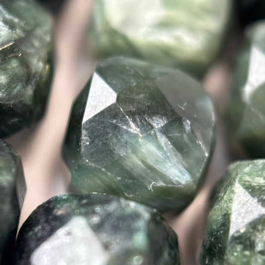 Seraphinite Faceted Square Beads - (AA Quality)