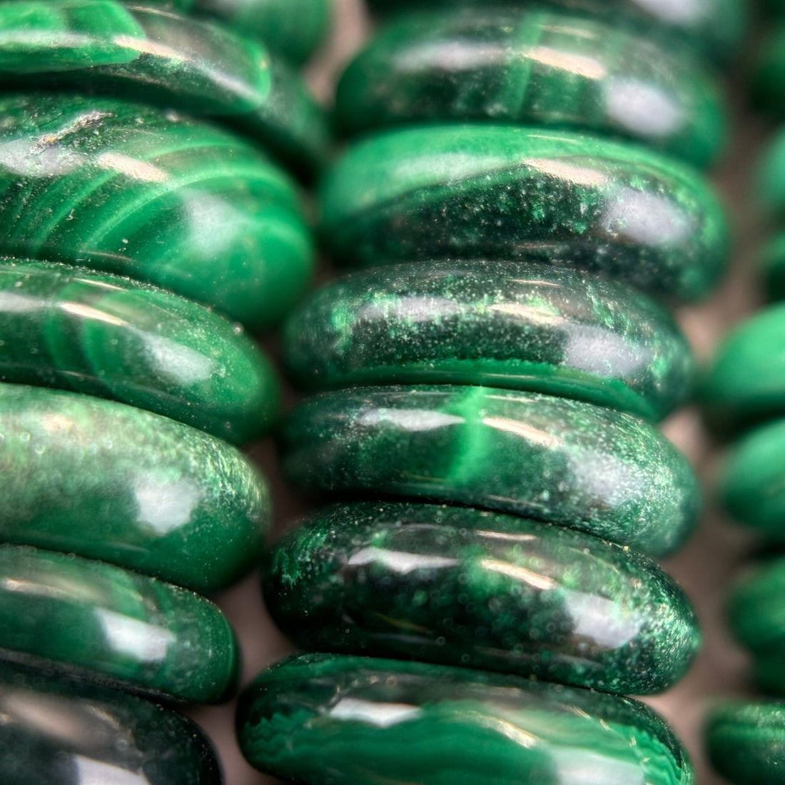 Malachite Rondelle Polished Beads image 6