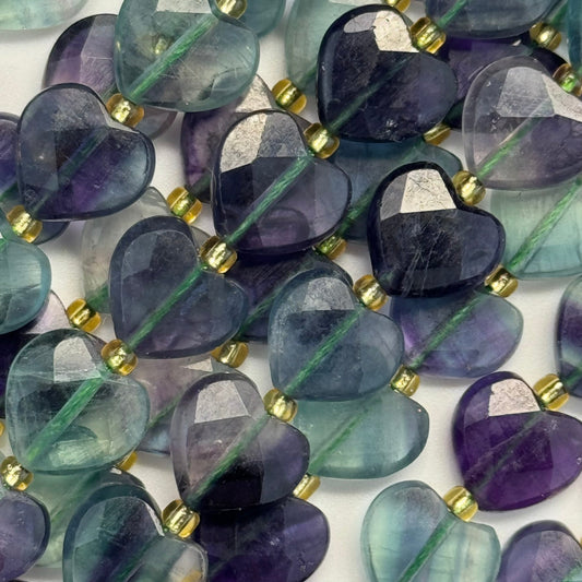 Fluorite Faceted Heart Shape Beads image 1