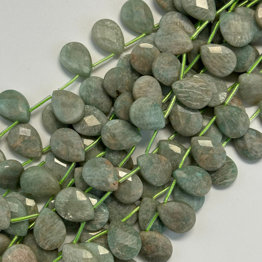 Brazilian Amazonite AAAA Faceted Pear Shape Gemstone Beads image 4