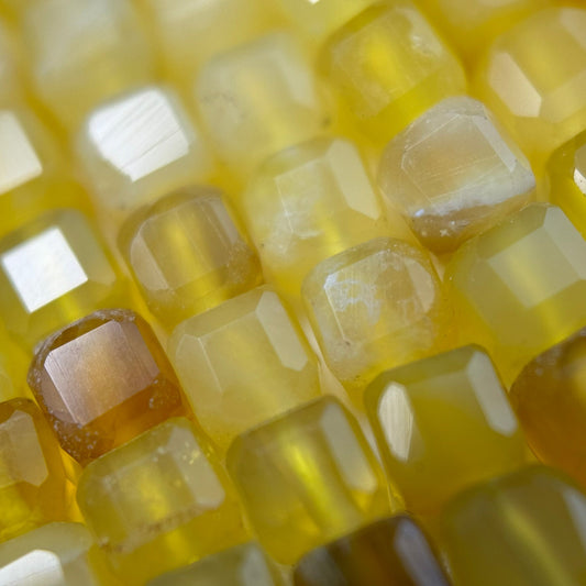 Yellow opal square gemstone beads for modern jewelry making designs