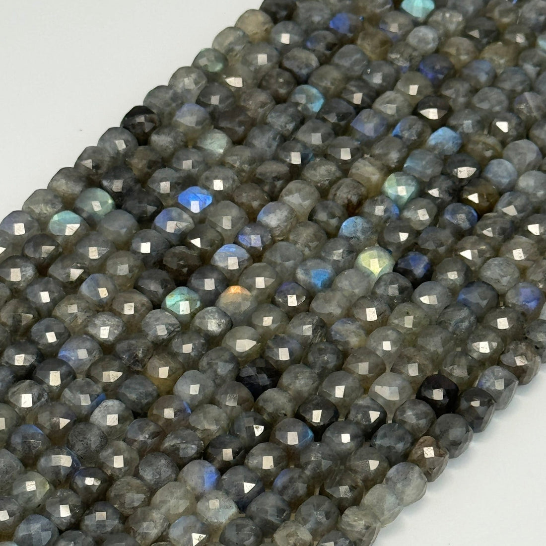 Labradorite AA Square Faceted Polished Beads (6-8 mm) image 7