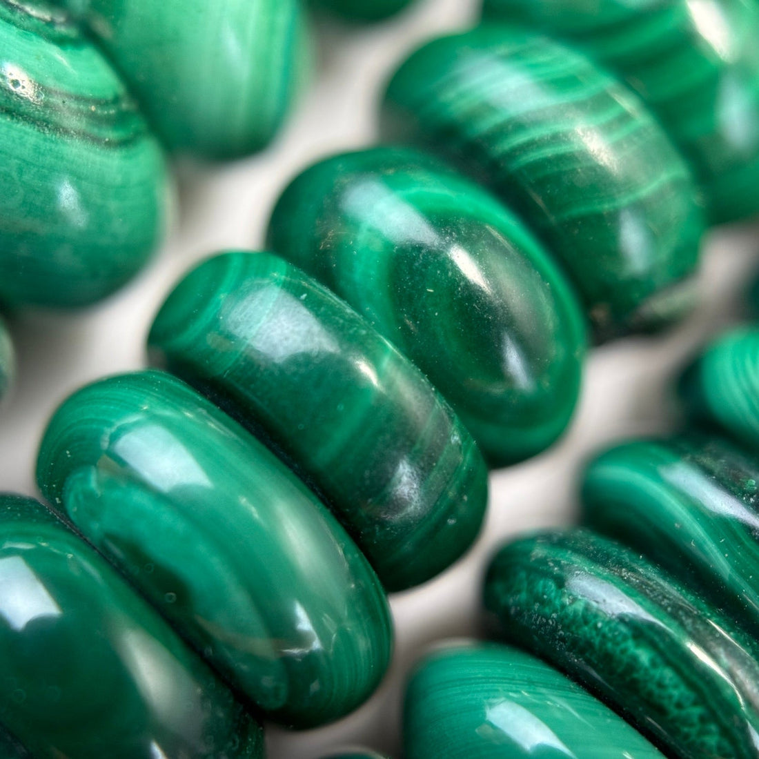 Malachite Rondelle Polished Beads image 2