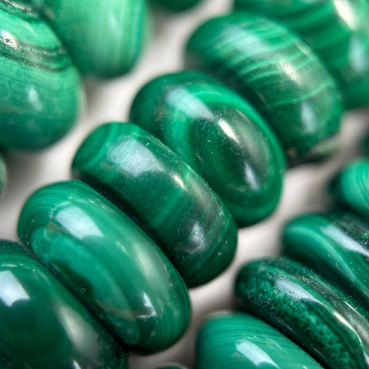 Malachite Rondelle Polished Beads image 2