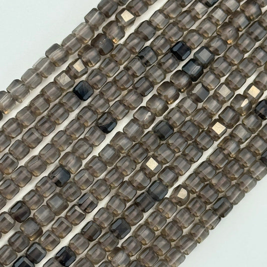 Natural smoky quartz heart and rectangle gemstone beads for bracelets and custom jewelry making