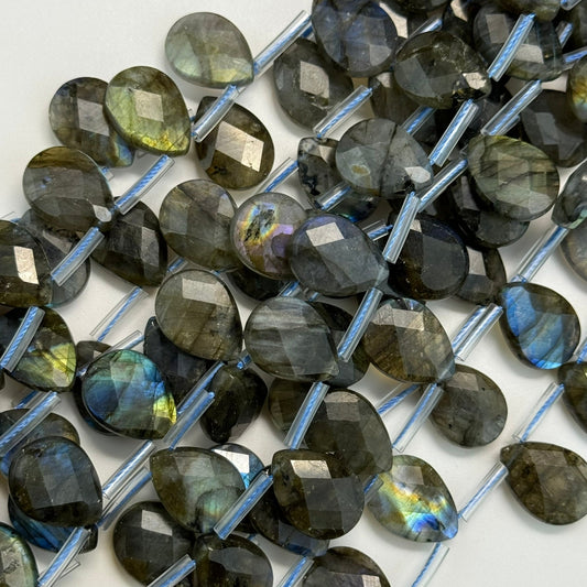 Labradorite Stone - Pear Shape Faceted Finish - Gemstone Beads