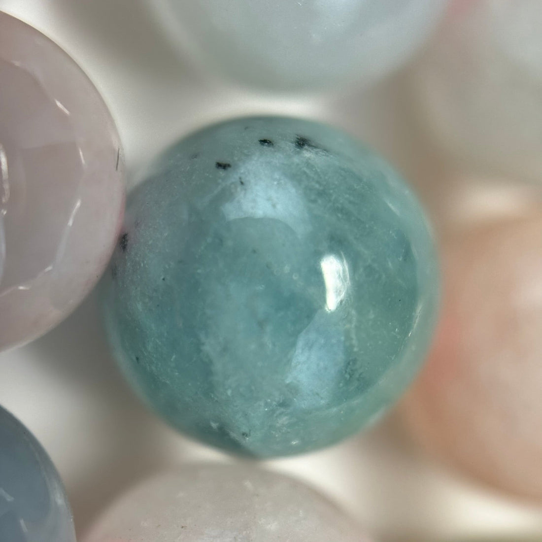 Morganite Aquamarine Polished Round Beads image 2