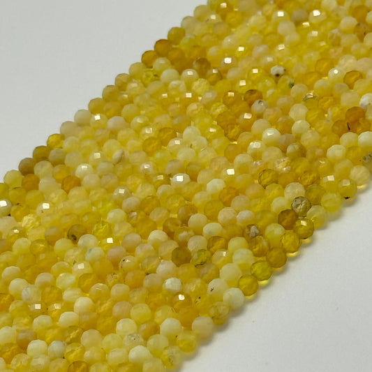 Yellow opal faceted round gemstone beads for jewelry making and bracelet designs