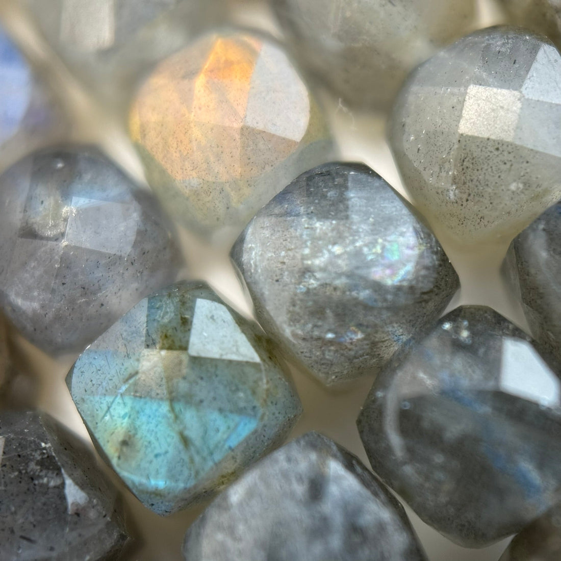 Labradorite AA Square Faceted Polished Beads (6-8 mm) image 6