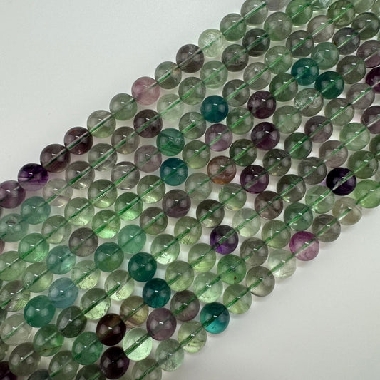 Rainbow Fluorite (Green) Polished  Round Beads image 3