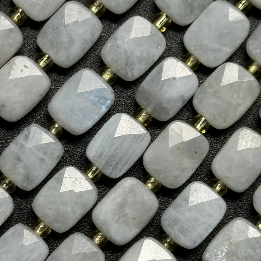 rainbow moonstone gemstone beads - with faceted finish in strand with nice blue hue and white color