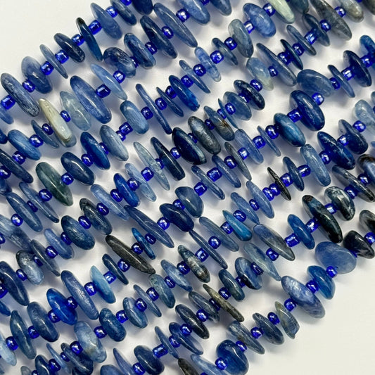 Blue Kyanite Beaded Gemstone in Blade Shape and Polished Finish 