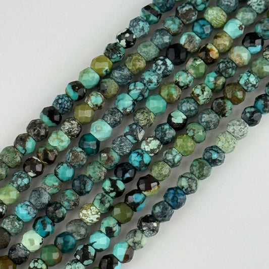 Faceted round turquoise gemstone beads for bracelet making and custom jewelry