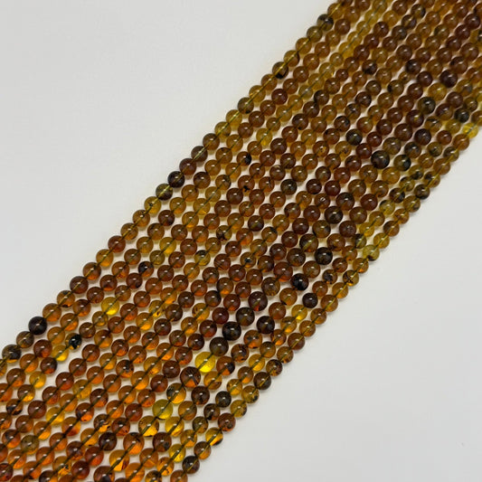 Amber Polished Round Gemstone Beads