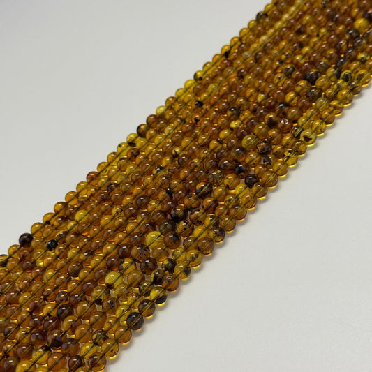 Amber Polished Round Gemstone Beads
