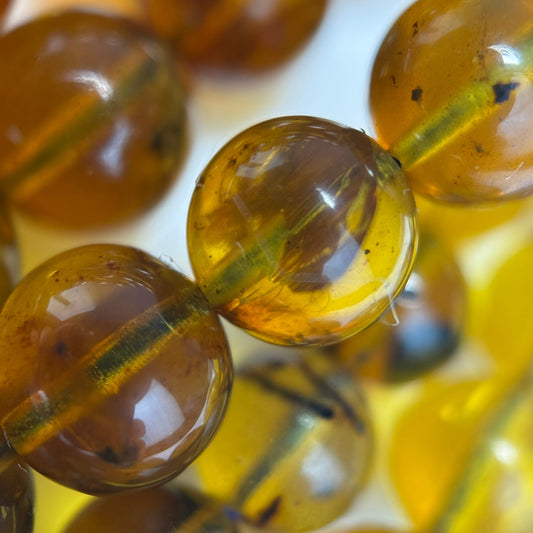 Amber Polished Round Gemstone Beads