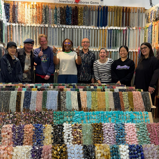 Reza Piroznia at the best bead store - RezaGemCollection with Clients