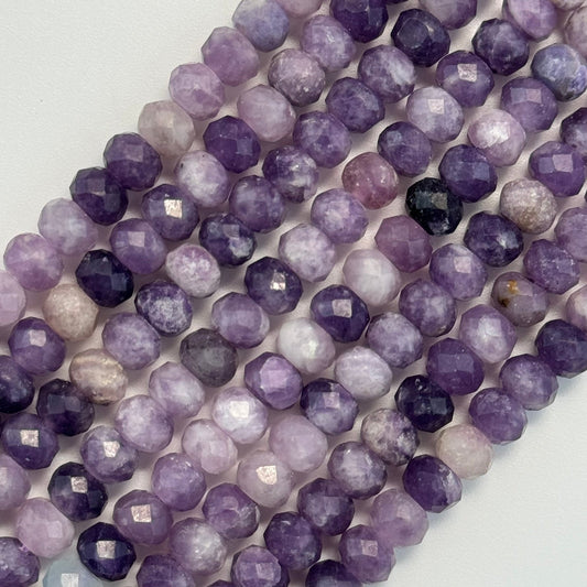Lepidolite Faceted Rondelle Beads (A Quality) image 4