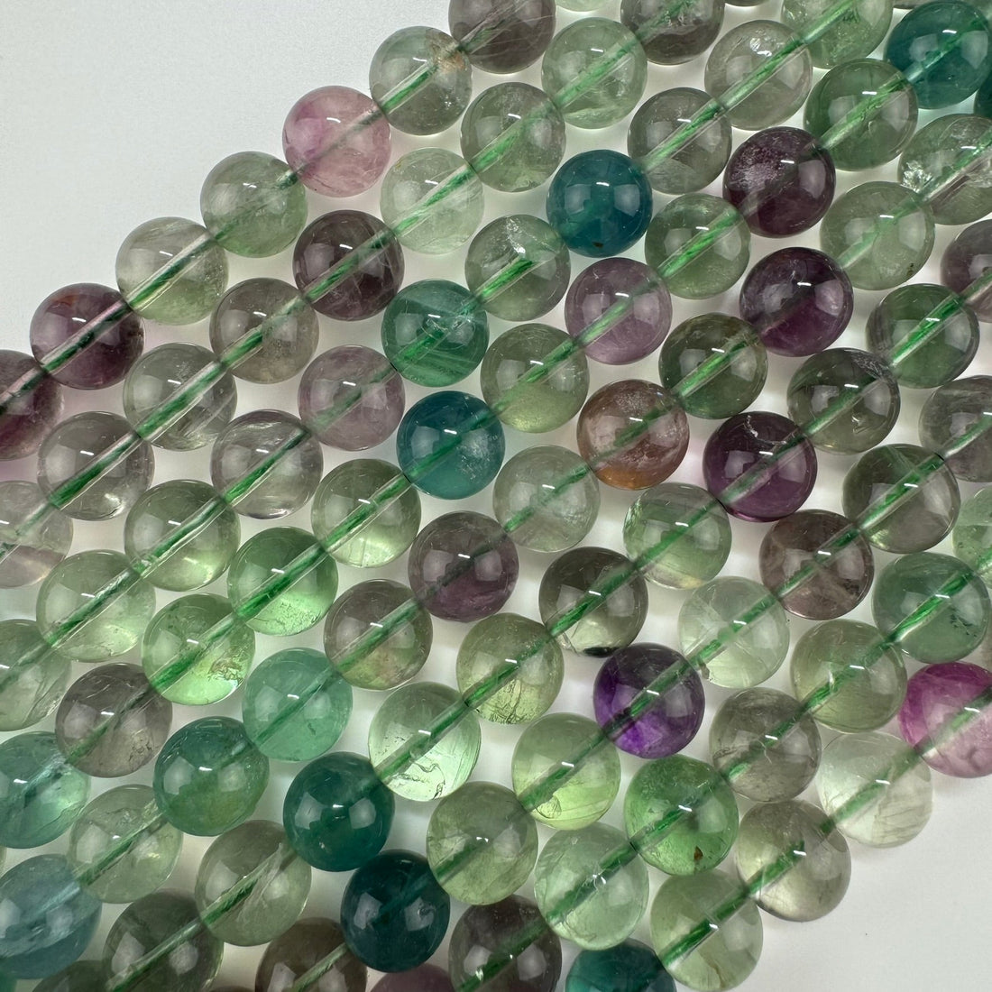 Rainbow Fluorite (Green) Polished  Round Beads image 0