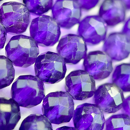 amethyst faceted round beads used in stretch beaded bracelet