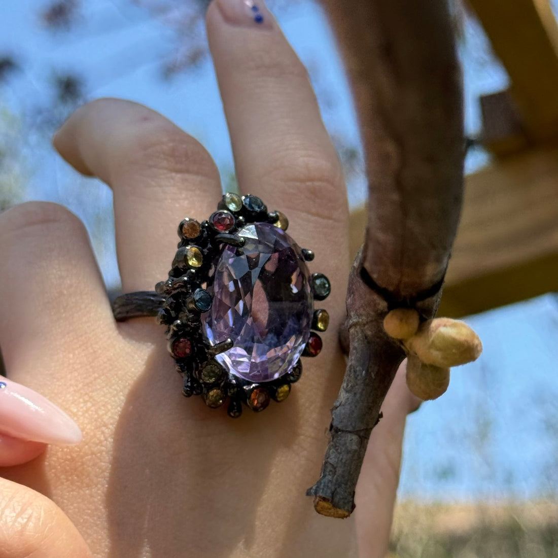 amethyst sterling silver 925 ring with purple gemstone