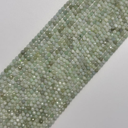 Burmese Green Jade Faceted Round Beads image 0
