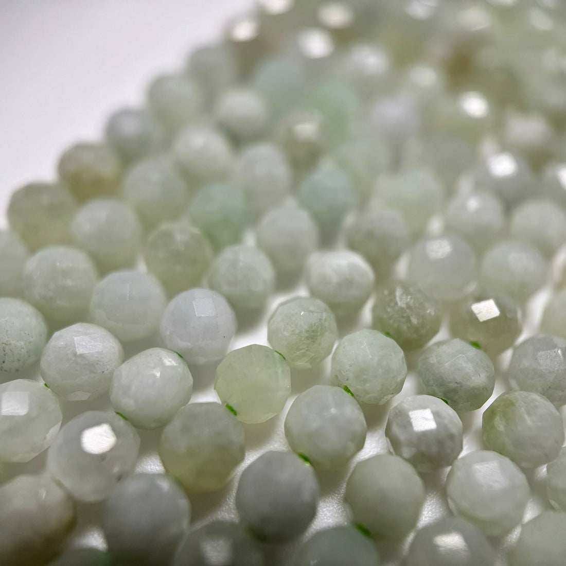 Burmese Green Jade Faceted Round Beads image 4
